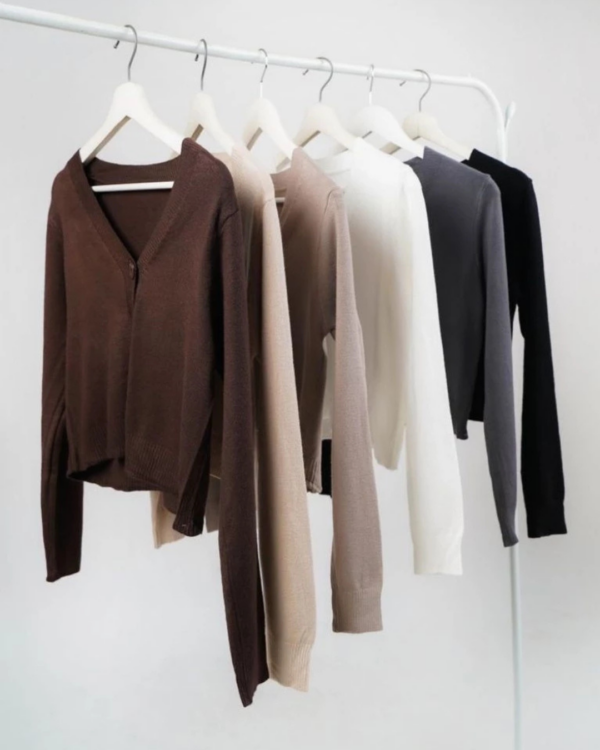 RYLENE SERENE Buttoned Up Cardigan | Cardigan Rajut Crop V-Neck Wanita