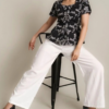 RYLENE ELENA Top Katun Floral Bordir – Atasan Wanita Motif Bunga Bordir Lengan Pendek