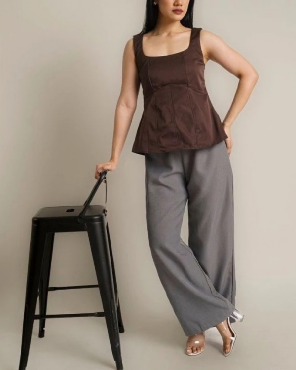 RYLENE ELENA Long Pants Semiwool Polos – Celana Panjang Wanita Wide Leg High Waist